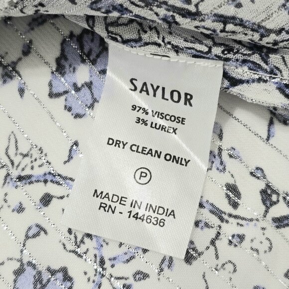 SAYLOR - XS Sunday Lurex Dusty Blue Floral Blouse Top - Picture 8 of 8